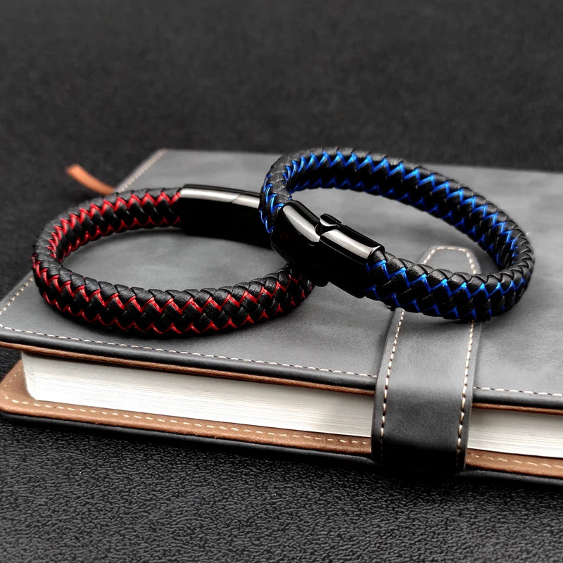 Men's braided leather bracelet