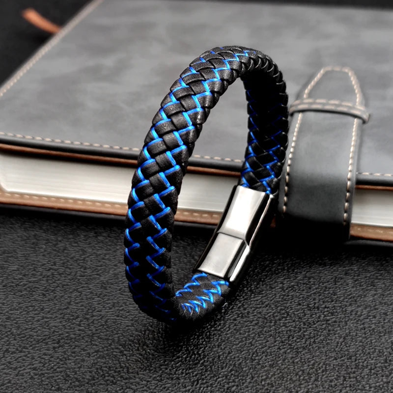 Men's braided leather bracelet
