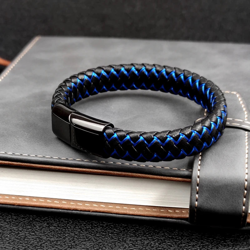 Men's braided leather bracelet