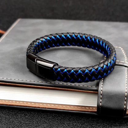 Men's braided leather bracelet