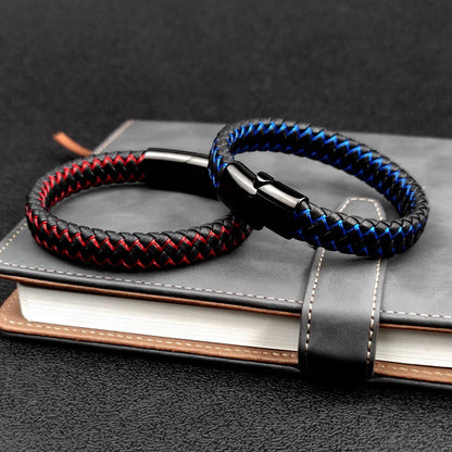 Men's braided leather bracelet