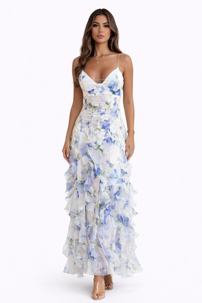 PRISE | Vestido con volantes y estampado floral