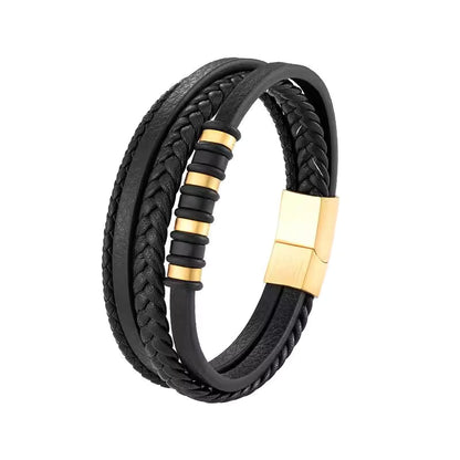 Classic multi-layered leather bracelet
