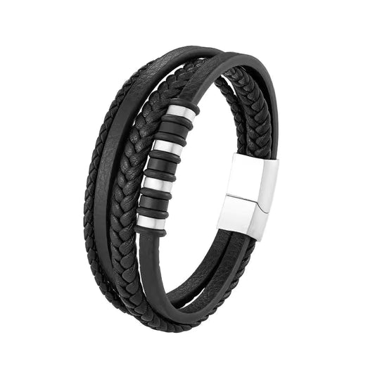 Classic multi-layered leather bracelet