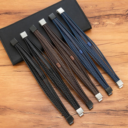 Men's woven leather bracelet 