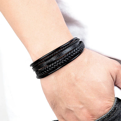 Men's woven leather bracelet 