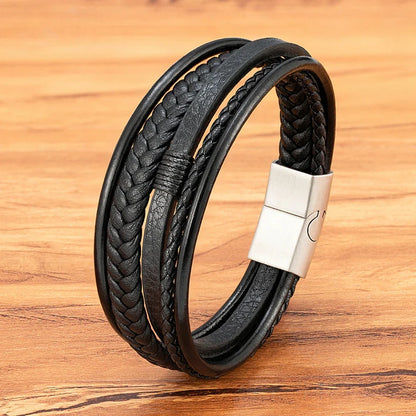 Men's woven leather bracelet 