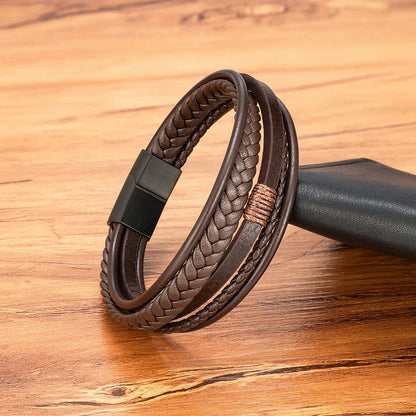Men's woven leather bracelet 