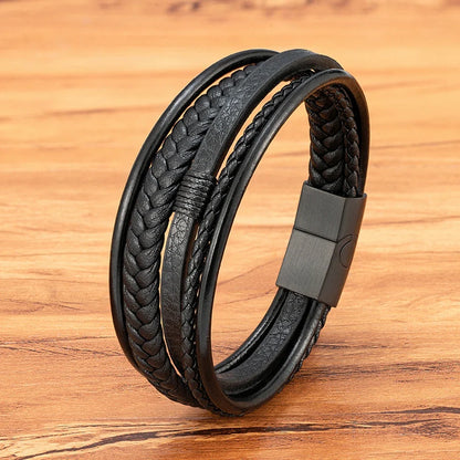 Men's woven leather bracelet 
