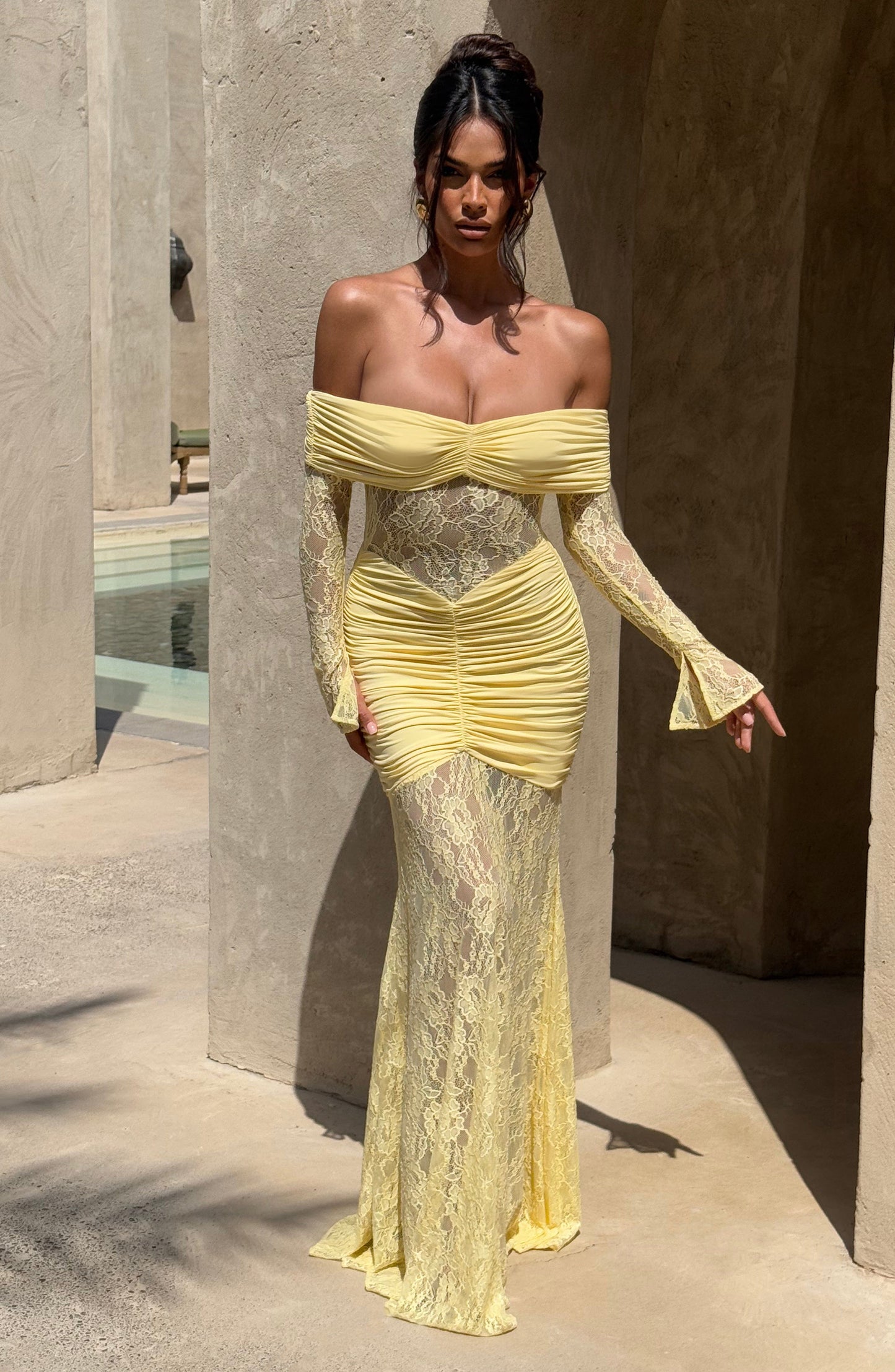 SAULINE I Maxi Dress color Limón