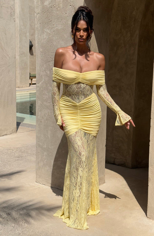 SAULINE I Maxi Dress color Limón