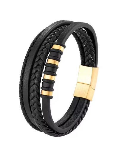 Classic multi-layered leather bracelet